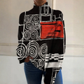 Hazel - Abstract colour block print turtleneck sweater