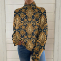 Emma - Vintage floral artistic pattern turtleneck sweater
